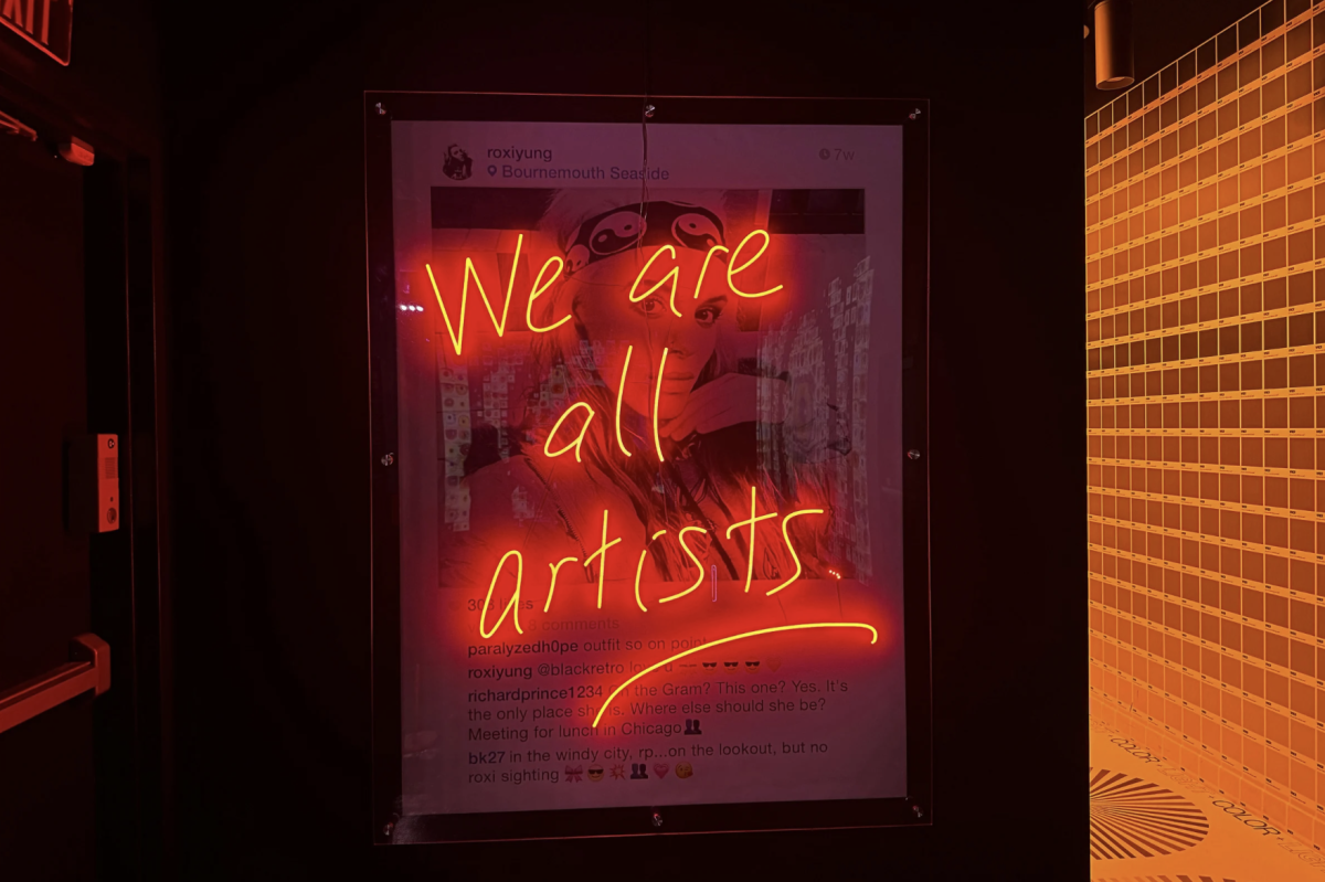 One of the last exhibits in the WNDR Museum, titled We Are All Artists (If Only We Knew?) by Brad Keywell. The exhibit reminds visitors that they are all artists, creators, and visionaries in their own unique ways. (DJ Mara/Beacon Staff)